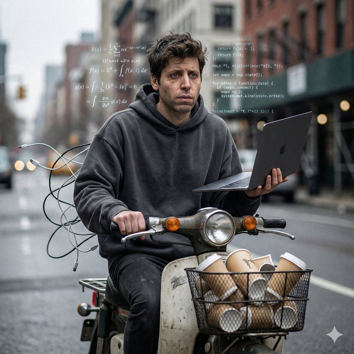 Sam Altman Scooty Ride Cinematic Realism Prompt — output 1