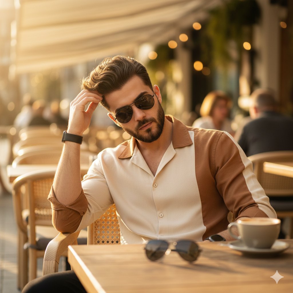 Ultra-Realistic 8K Lifestyle Portrait at Modern Café — output 1
