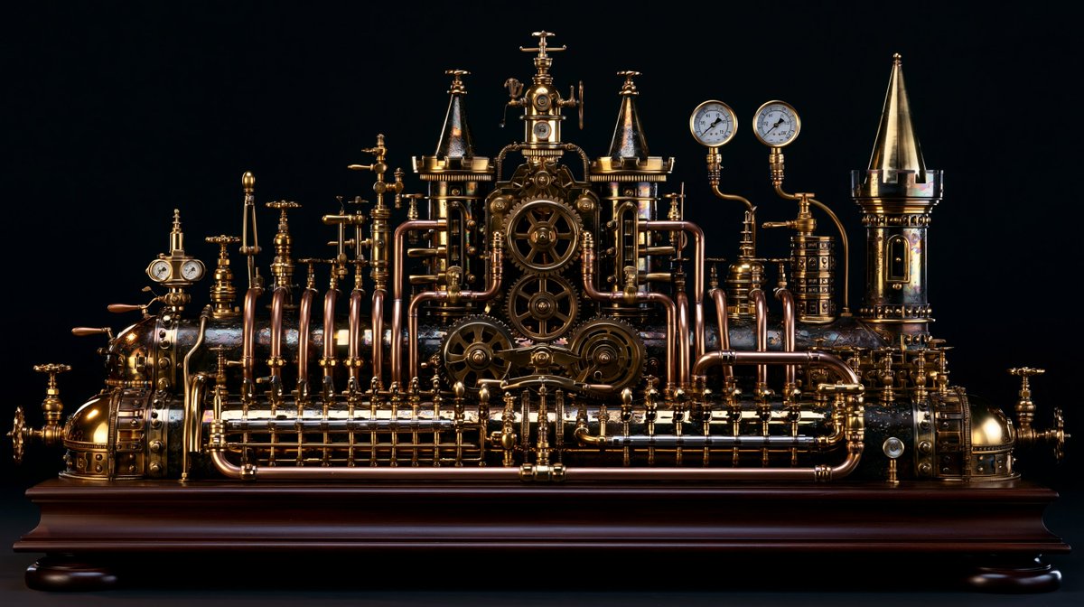 Game Asset - Intricate Steampunk Mechanical Sculpture — output 1