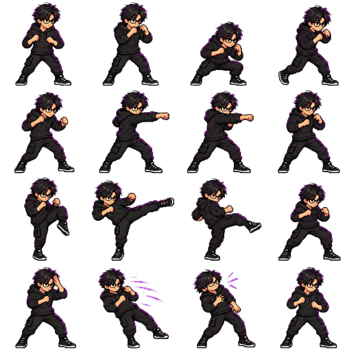 Game Asset - Pixel Art Combat Sprite Sheet — output 1