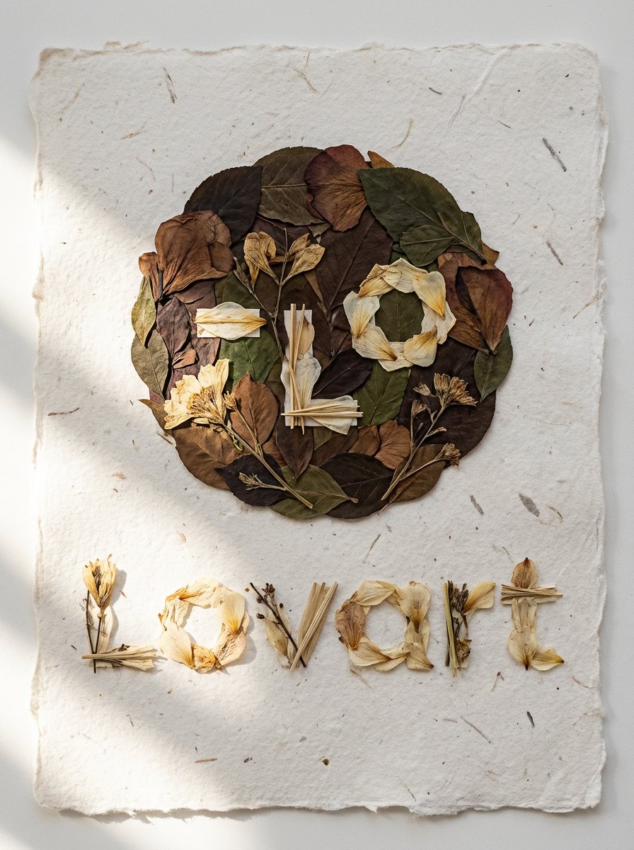 E-commerce Main Image - Pressed Flower Logo Flat Lay Composition — output 1