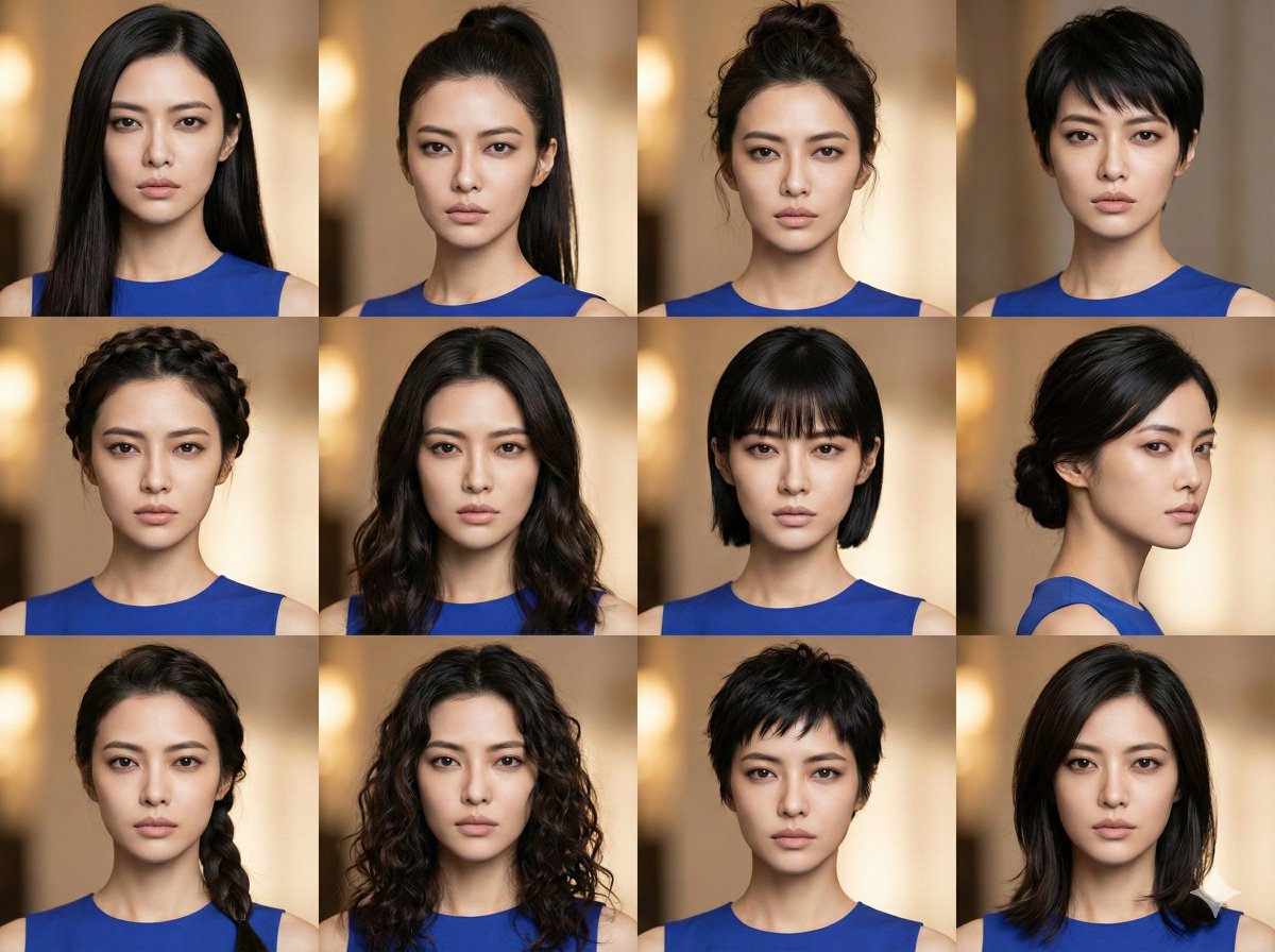 Social Media Post - New Year Hairstyle Grid Prompt (Female) — output 1