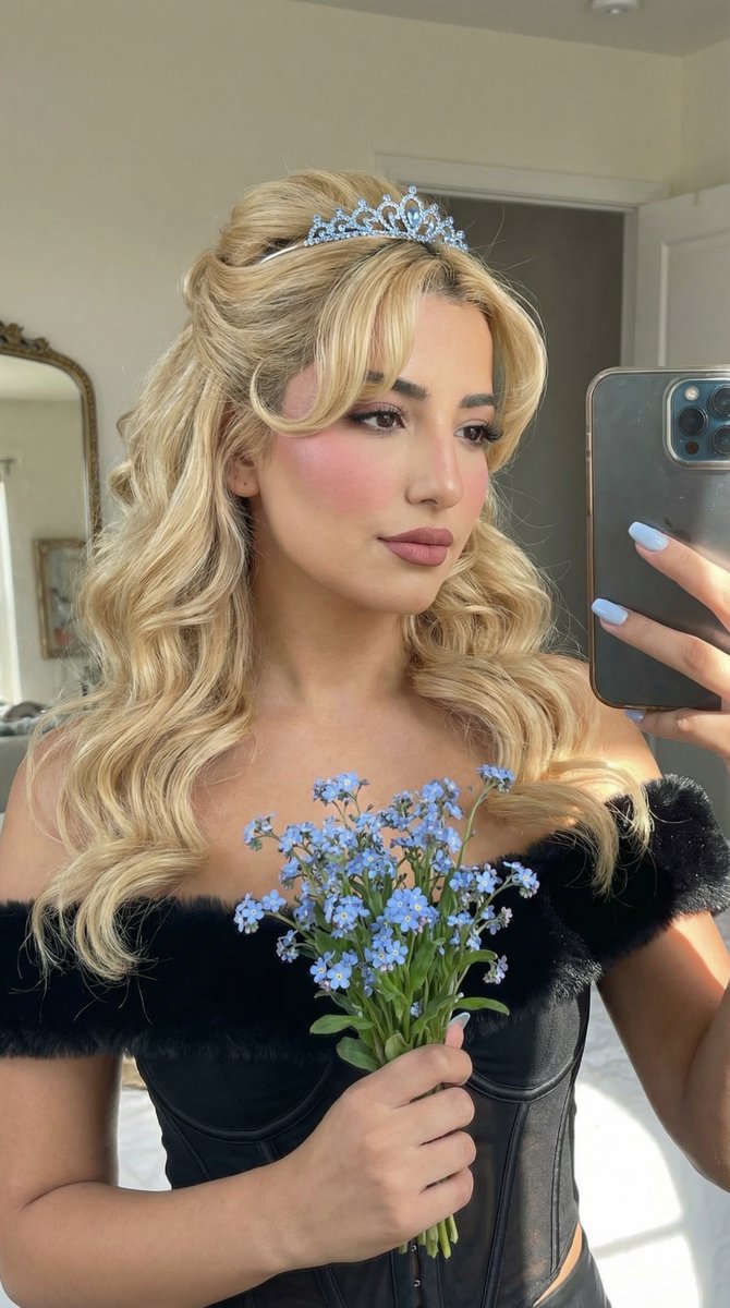 Profile / Avatar - Cinderella Coquette Mirror Selfie with Identity Lock Prompt — output 1