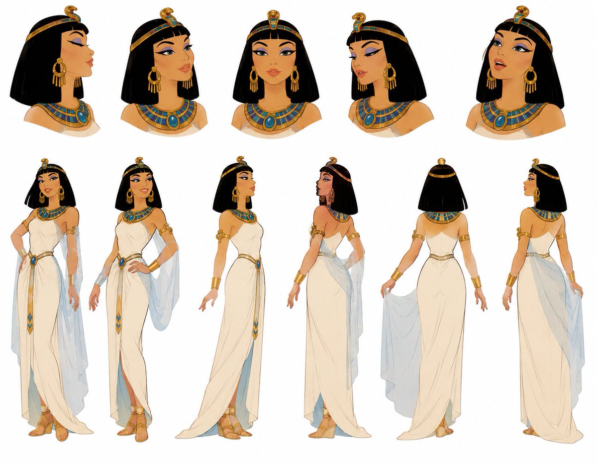 Comic / Storyboard - Cleopatra 1990s Animation Character Sheet — output 1