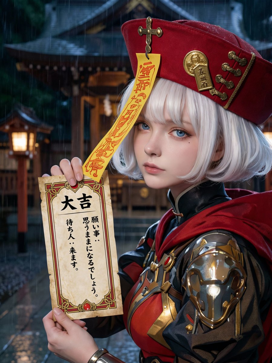 Photorealistic Omikuji (Fortune Slip) Design — output 1