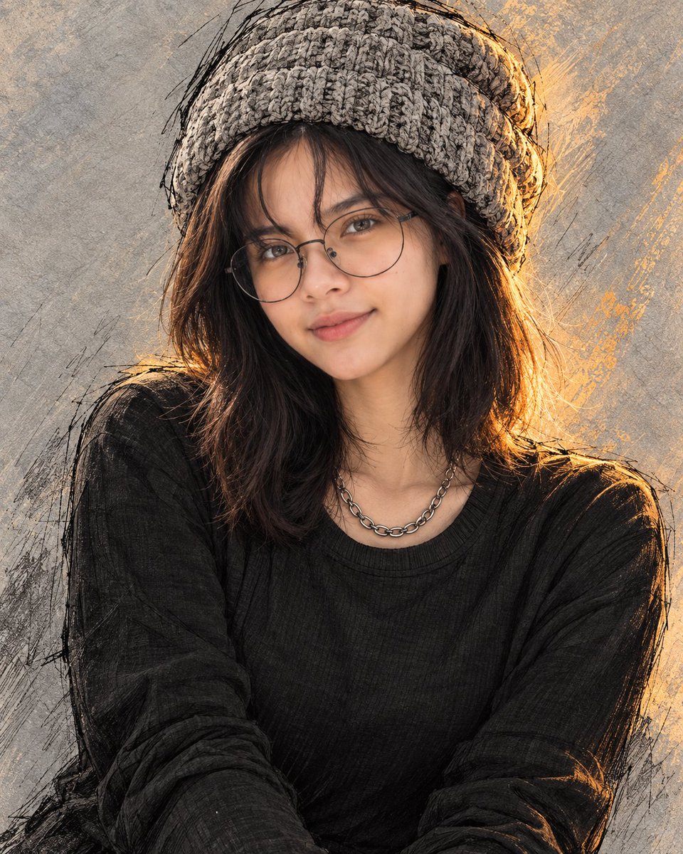 Product Marketing - Golden Hour Knitted Beanie Portrait — output 1