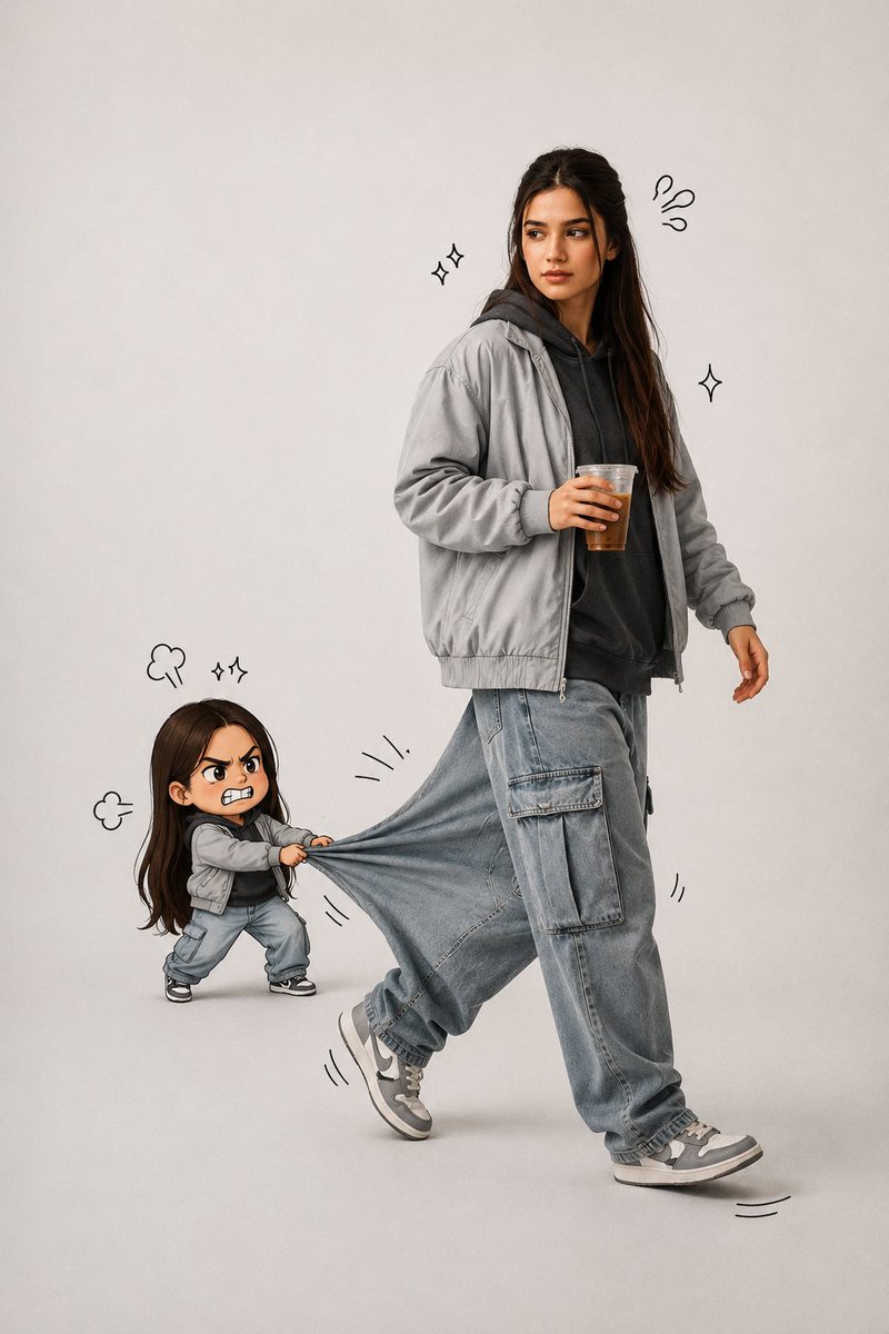 Social Media Post - Forced Perspective Chibi Pants Pull Portrait — output 1