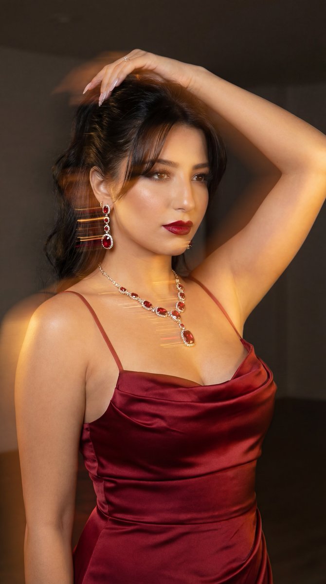 Social Media Post - Cinematic Fashion Portrait in Deep Red Satin — output 1