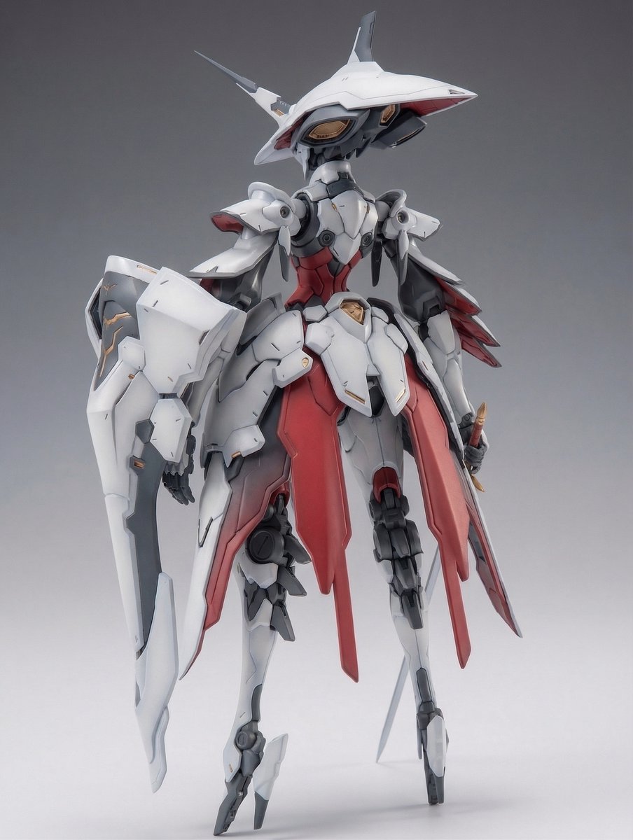 Game Asset - Full Armor Mecha Girl model kit concept prompt — output 1