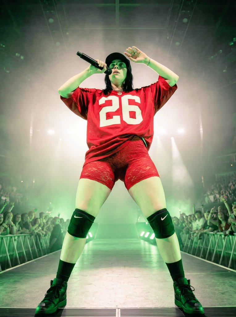 YouTube Thumbnail - Ultra Realistic Concert Photography of Billie Eilish — output 1