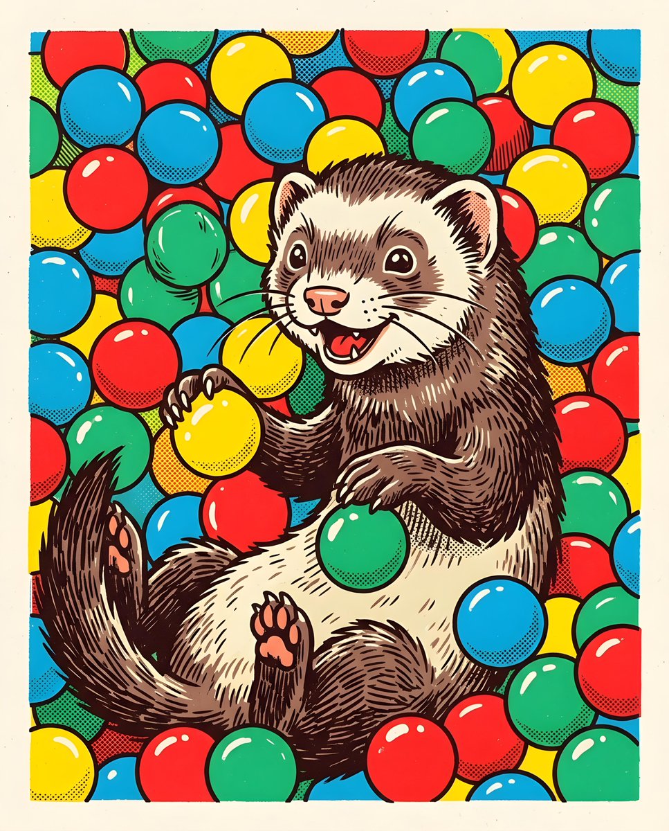 Comic / Storyboard - Whimsical Ferret in Ball Pit — output 1