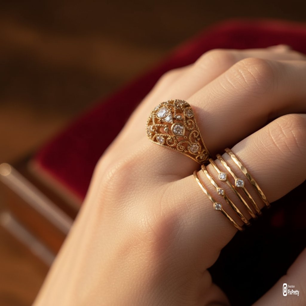 E-commerce Main Image - Macro Product Photography of Jewelry Worn by a Model — output 1