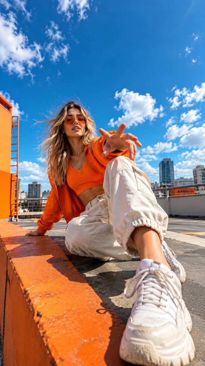 Product Marketing - Orange Rooftop Fashion Photo Prompt — output 1