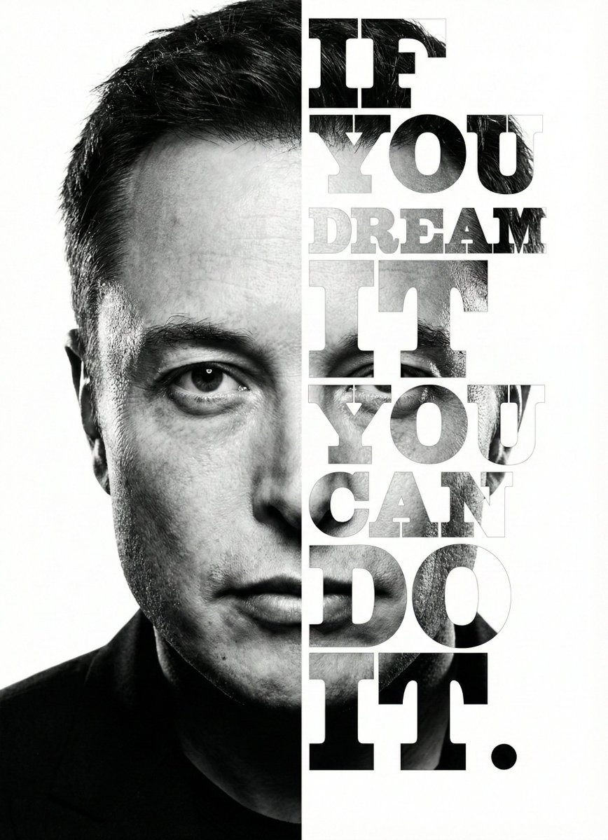 Elon Musk Typographic Split Portrait — output 1