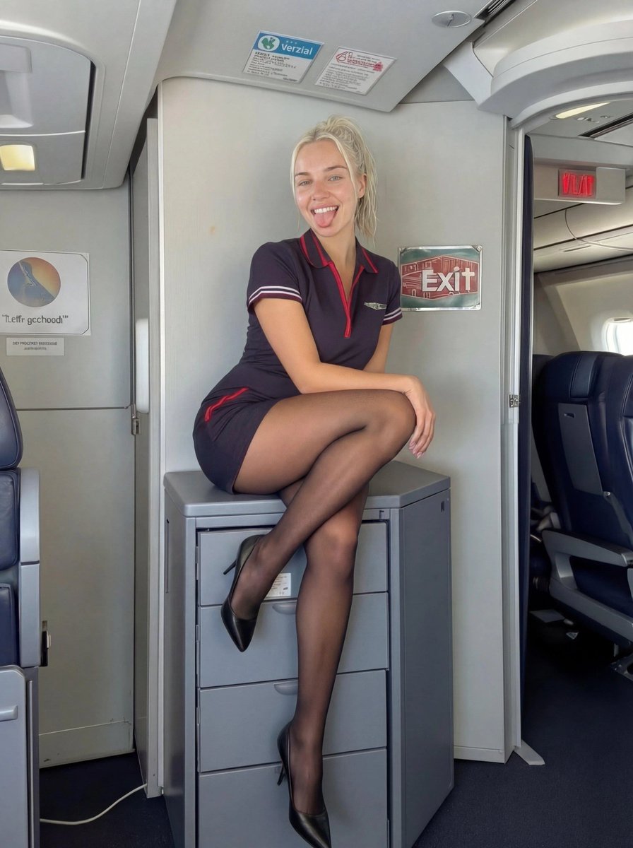 Playful off-duty cabin crew flash photo prompt — output 1
