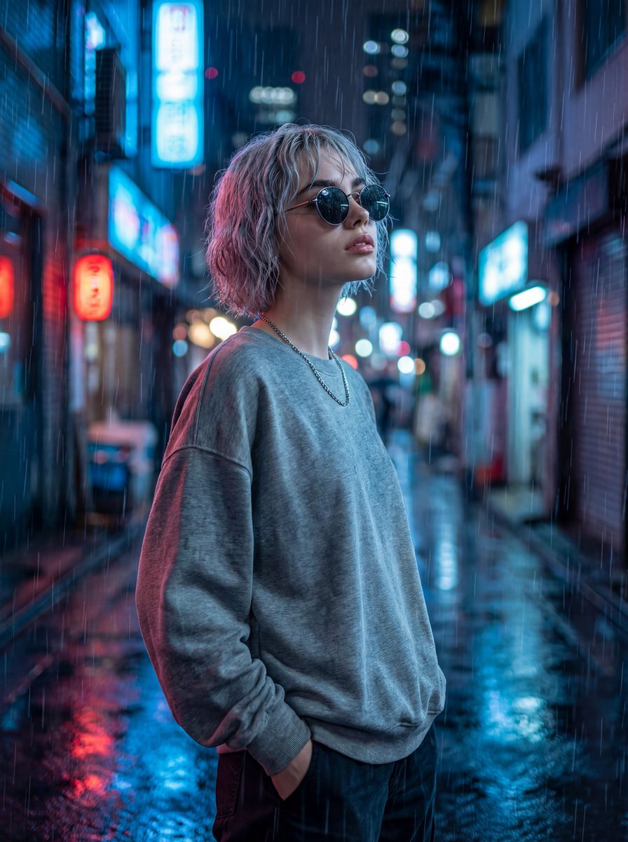 Cinematic Neon Rain Portrait Prompt — output 1