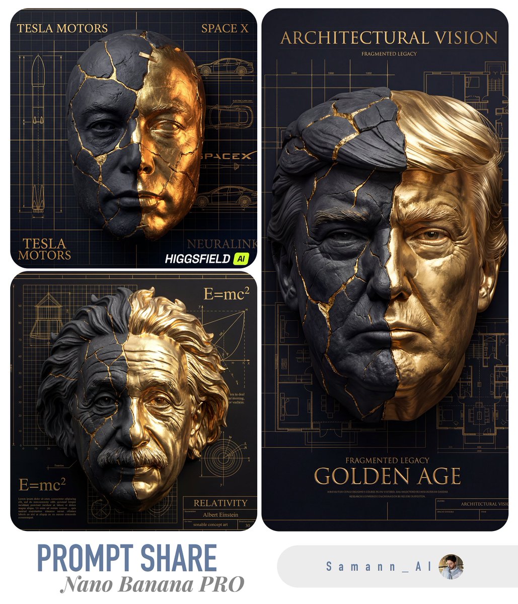 Profile / Avatar - Kintsugi-Inspired Architectural 3D Portrait — output 1