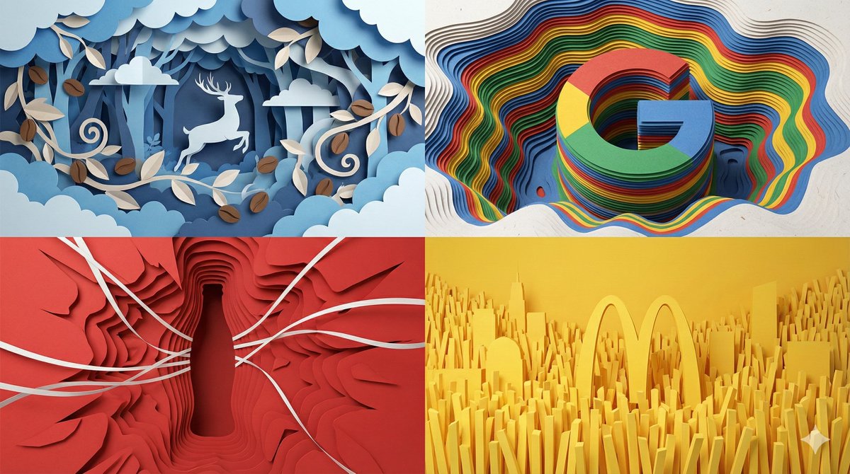 Complex Four-Quadrant Paper World Composite Prompt — output 1