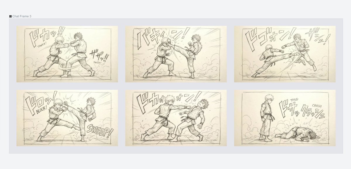 Comic / Storyboard - Varied Combat Scene Rough Sketch Prompt — output 1