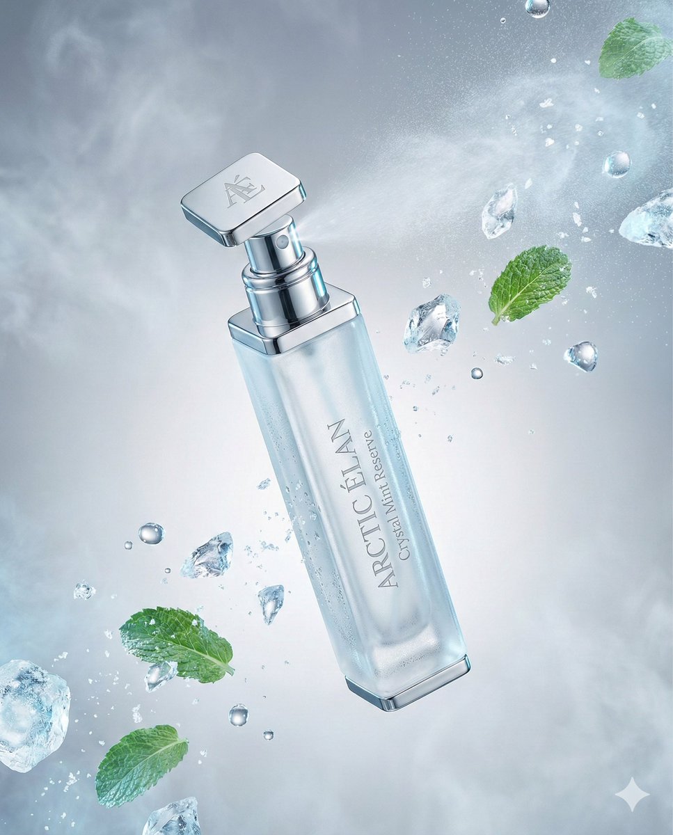 E-commerce Main Image - Luxury Mouth Freshener Ad Prompt (ARCTIC ÉLAN) — output 1