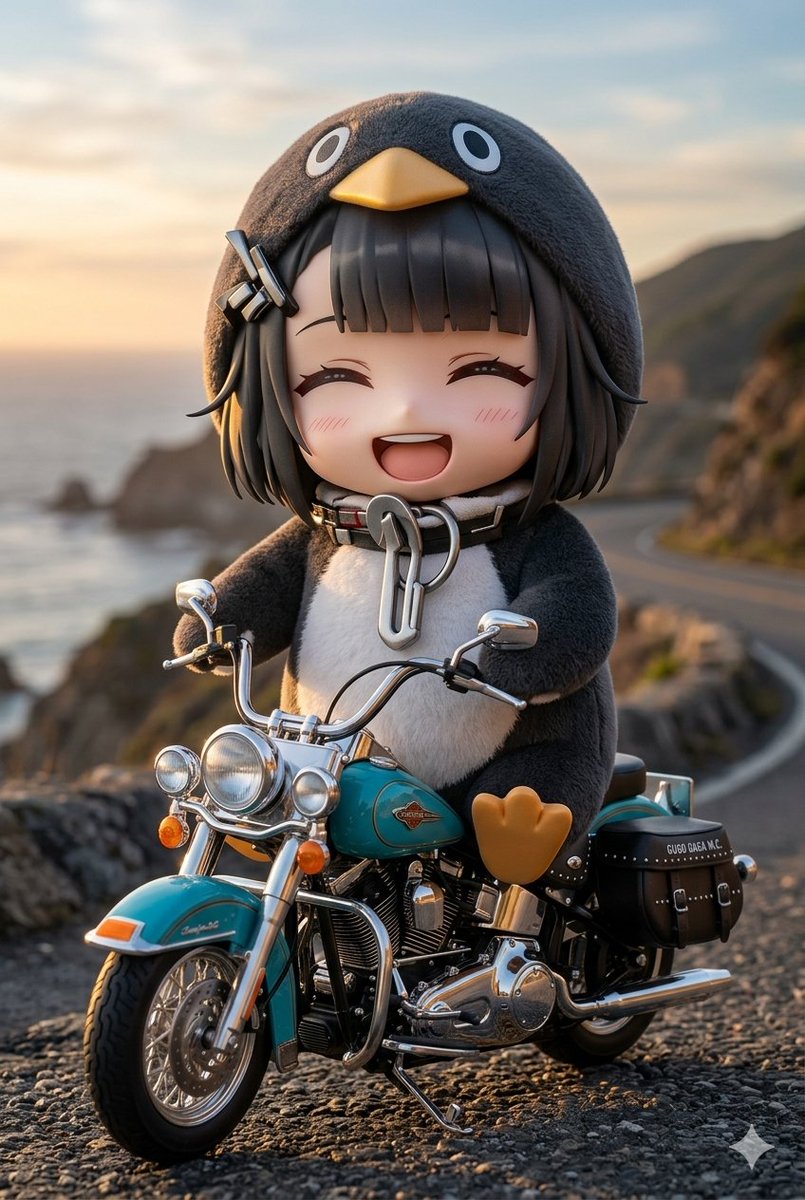 Game Asset - Chibi Penguin on a Motorcycle — output 1