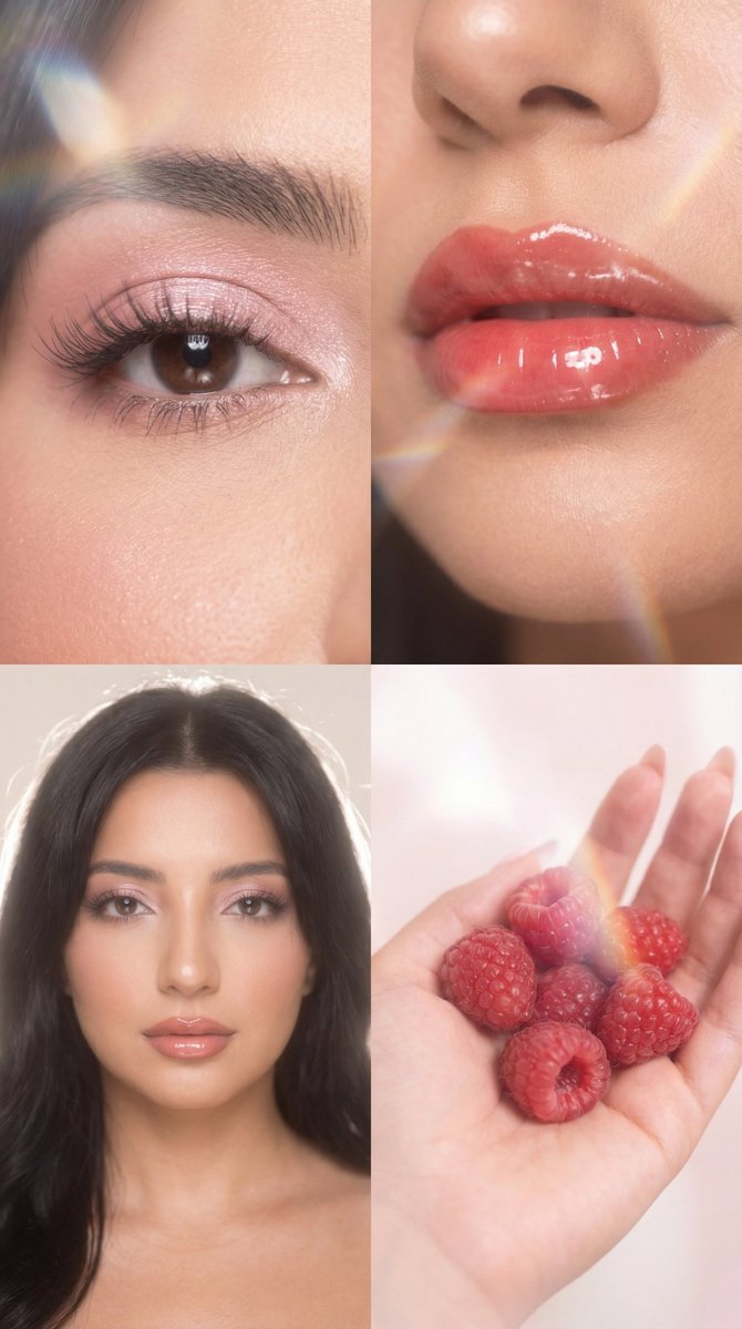 Product Marketing - Strawberry Milk Glass Lens Beauty Quad Prompt — output 1
