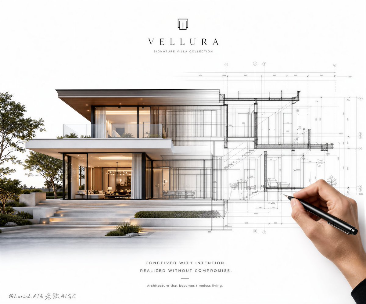 Product Marketing - Architectural Villa Blueprint Poster — output 1