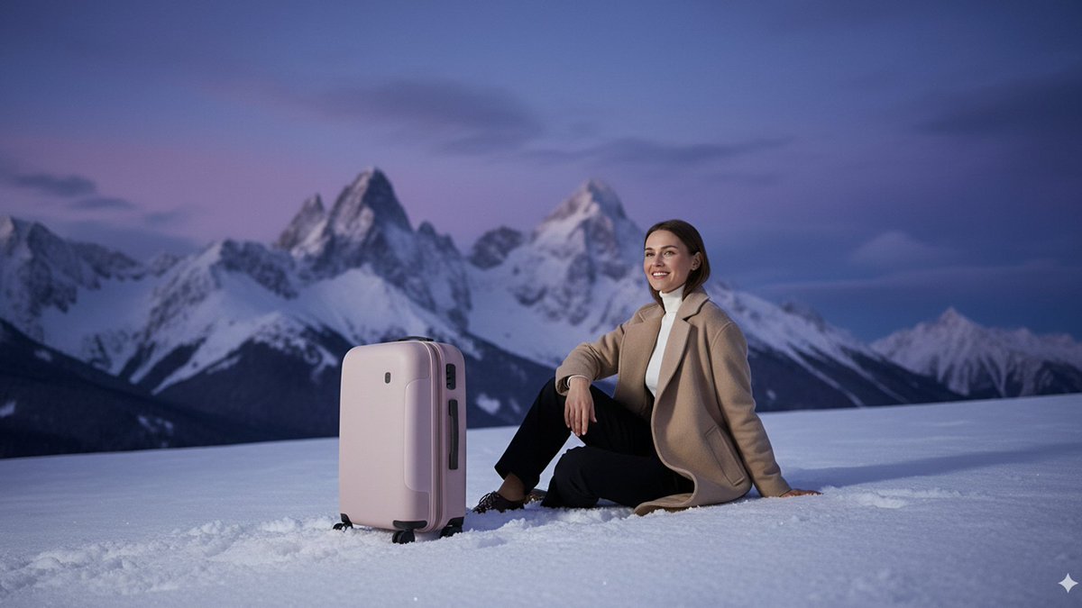 Cinematic Editorial in Snowy Mountains — output 1