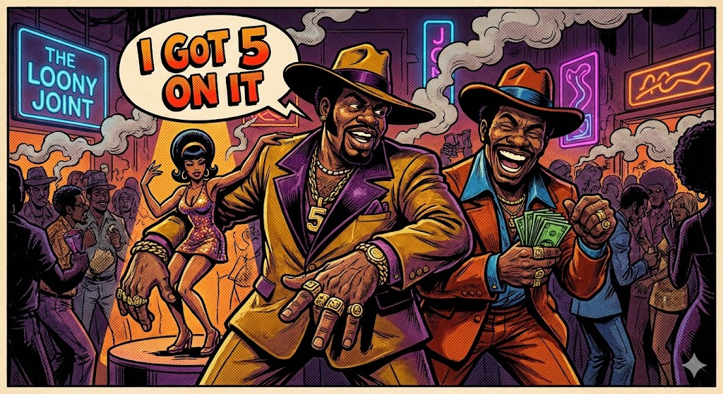 Blaxploitation Comic Art 'I Got 5 On It' Prompt — output 1