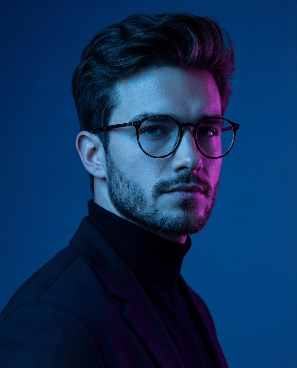 Dramatic Neon-Lit Portrait — output 1