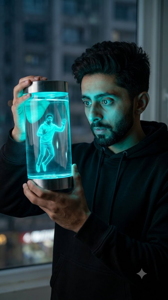 Social Media Post - Cinematic Chiaroscuro Man with Miniature Self — output 1