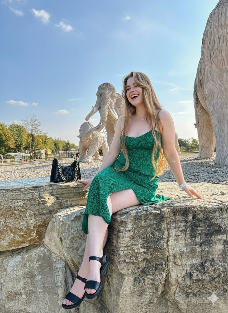 Joyful Woman at Prehistoric Mammoth Park — output 1