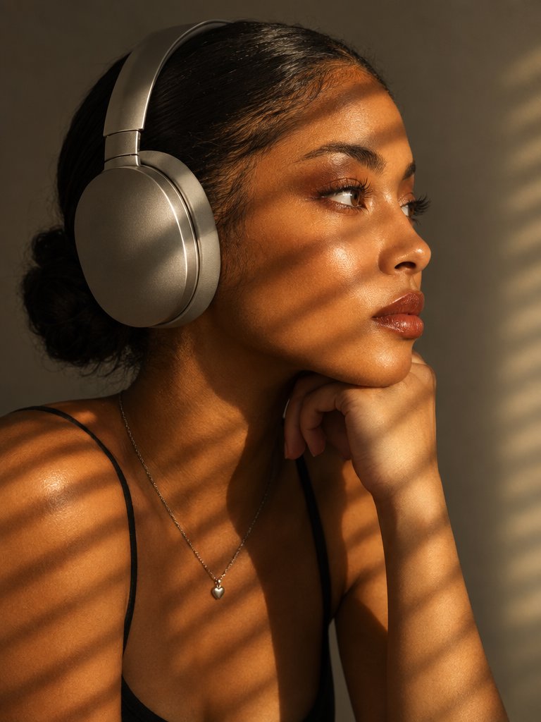 Profile / Avatar - Sunlit Portrait with Headphones — output 1