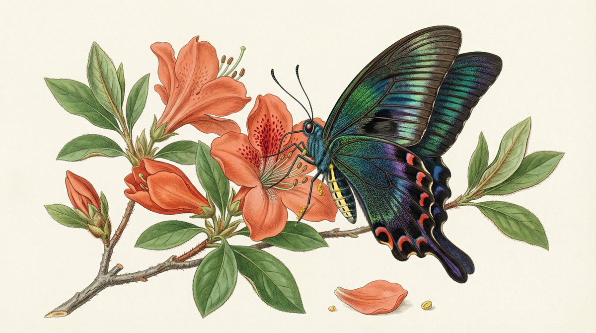 Infographic / Edu Visual - Precise Natural History Illustration Prompt: Chinese Peacock Butterfly — output 1