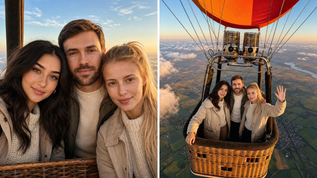 Social Media Post - Hot Air Balloon Journey Split Panel — output 1