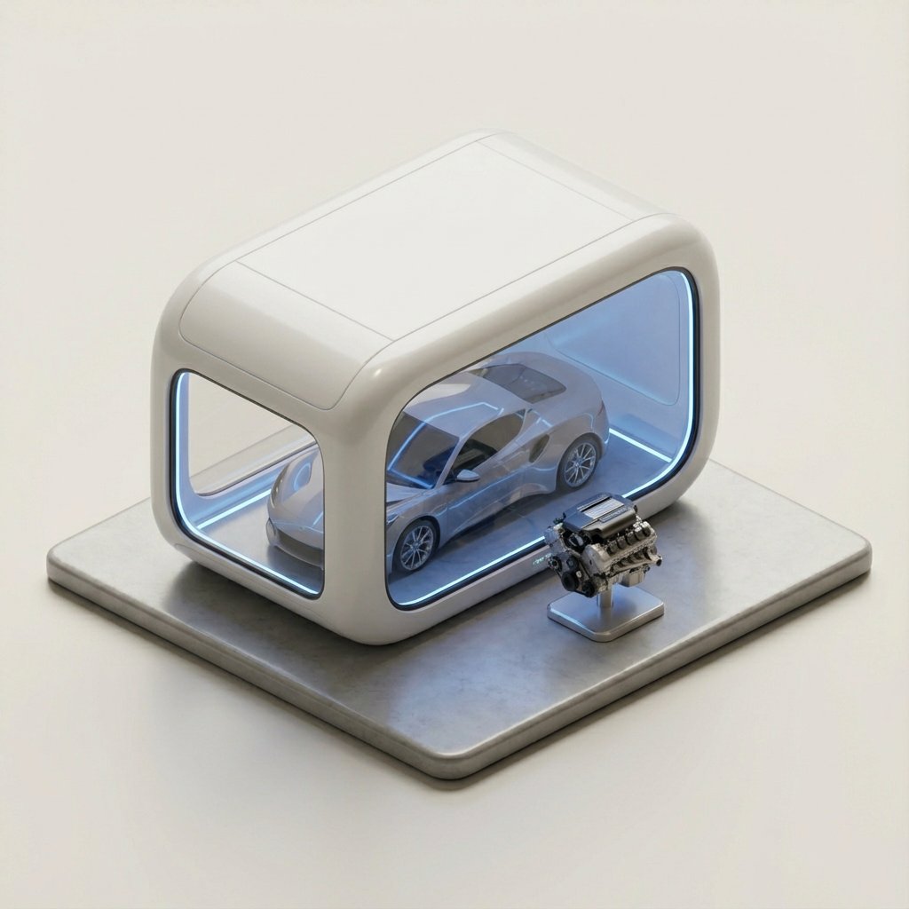 Minimalist 3D Isometric Car Showroom Model — output 1