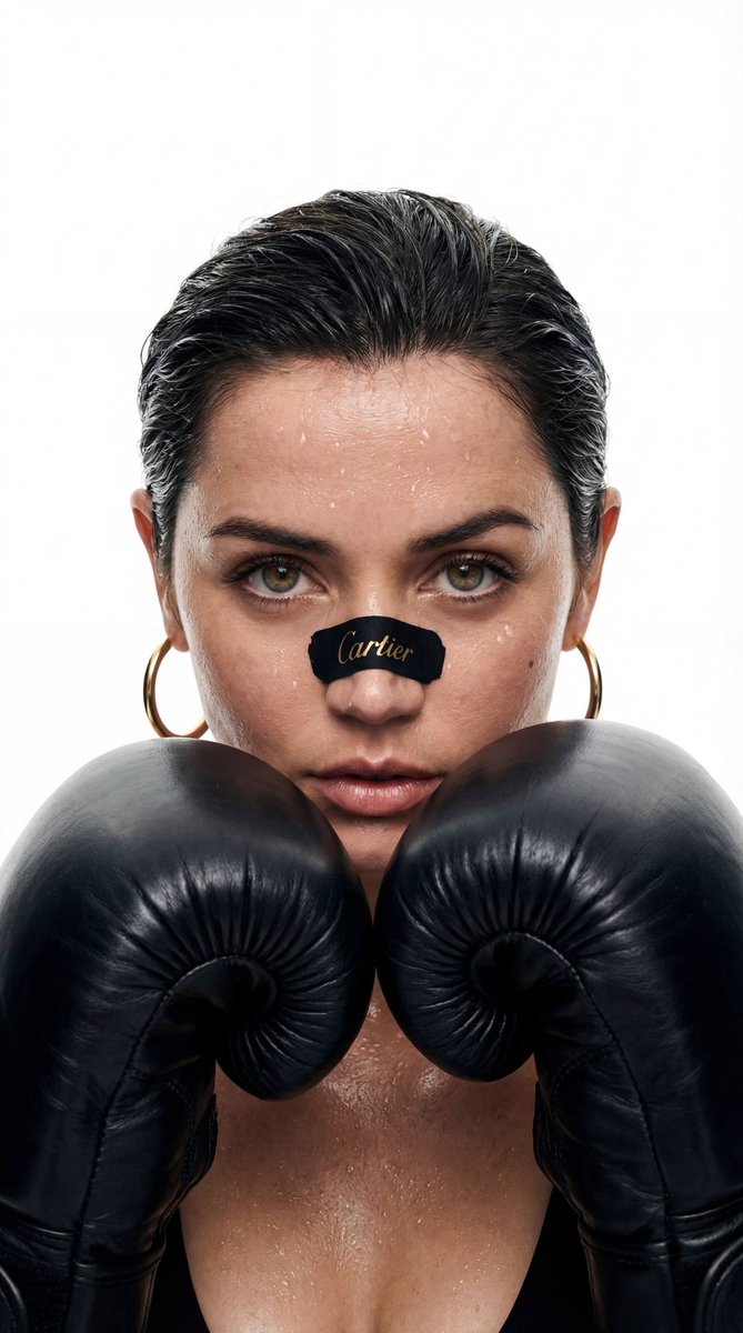 Cinematic Boxing Portrait Prompt (Luxury Fashion x Combat Sport) — output 1