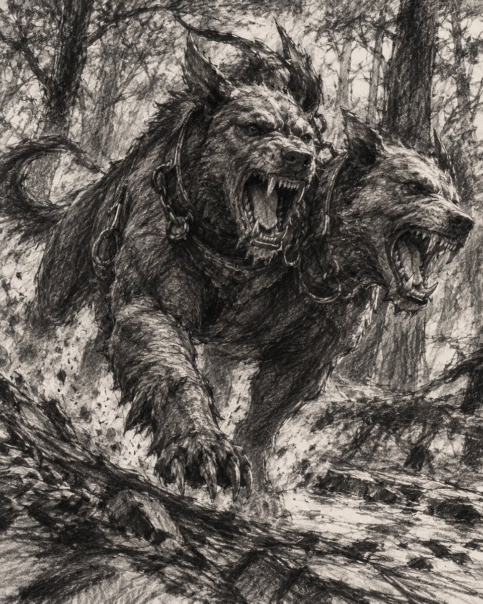 Comic / Storyboard - Charging Two-Headed Hellhound — output 1