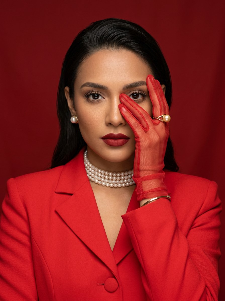 Product Marketing - Red Mesh Glove Studio Portrait — output 1