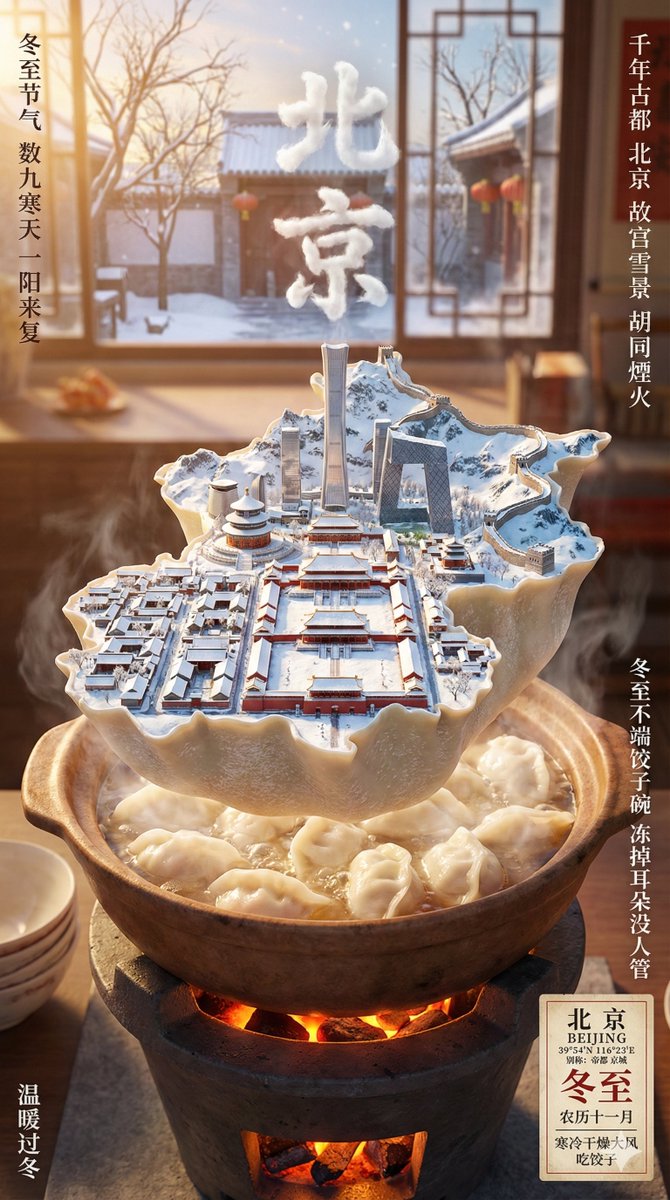 Winter Solstice City Food Art Poster Prompt — output 1