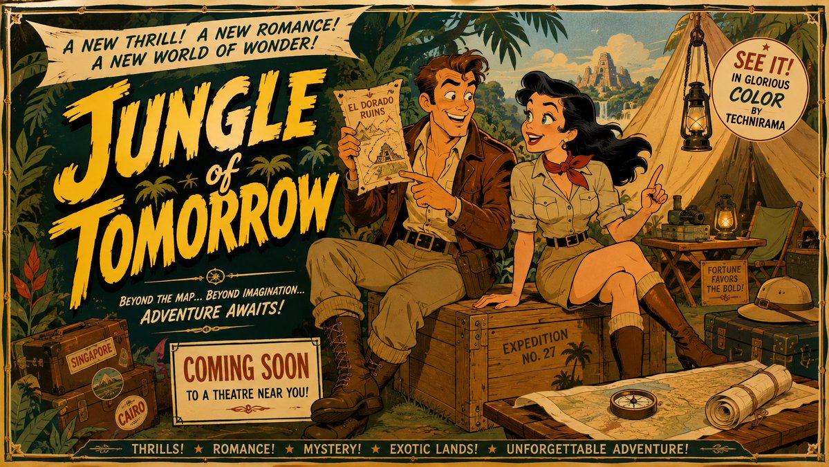 YouTube Thumbnail - Mid-Century Theatrical Cartoon Banner — output 1