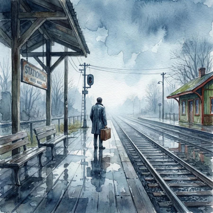 Comic / Storyboard - Rainy Train Station Watercolor — output 1