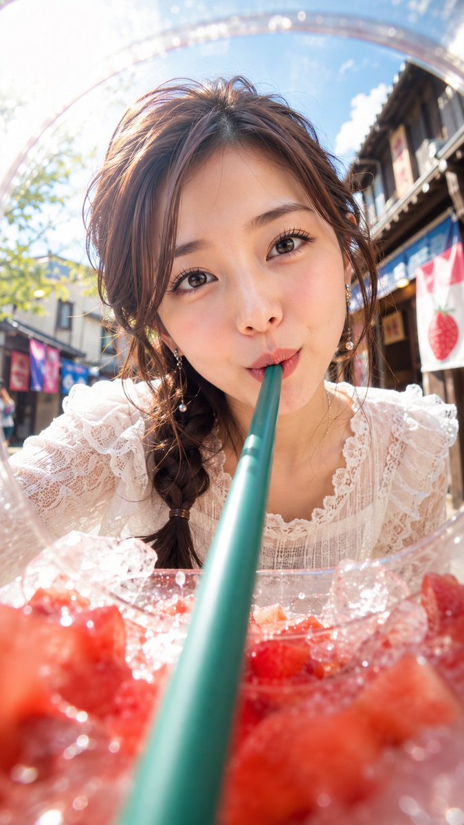 Profile / Avatar - Strawberry Drink Cup POV Portrait — output 1