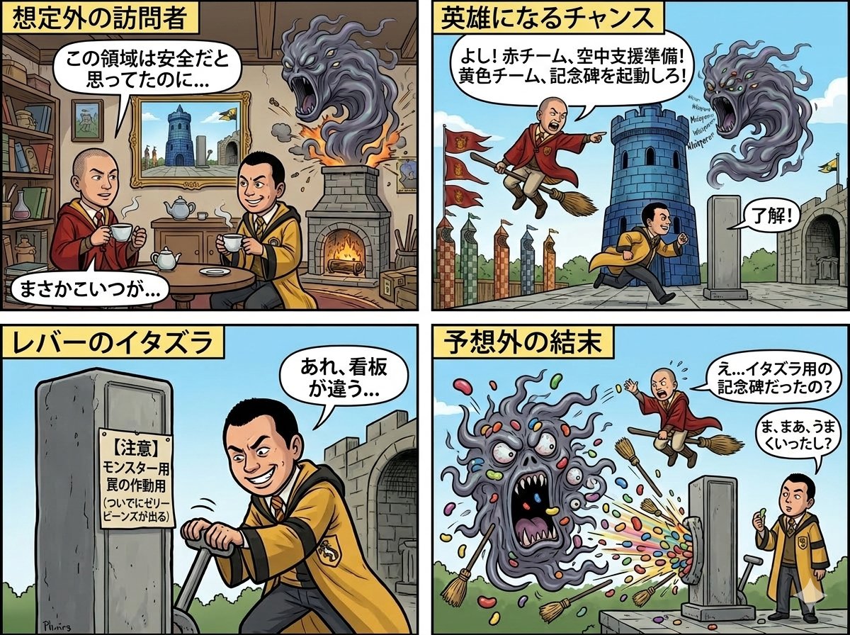 Comic / Storyboard - Four-Panel Manga: Judgment of the Ministry of Magic — output 1