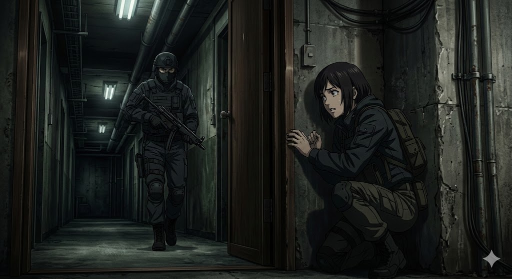 Comic / Storyboard - Anime Stealth Scene with Keystoning Angle — output 1
