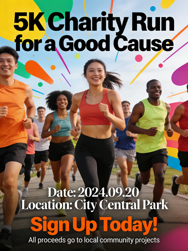 Energetic 5K Charity Run Poster — output 1