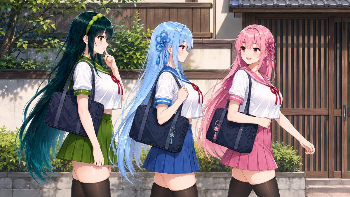 Comic / Storyboard - Three Anime Schoolgirls Walking — output 1