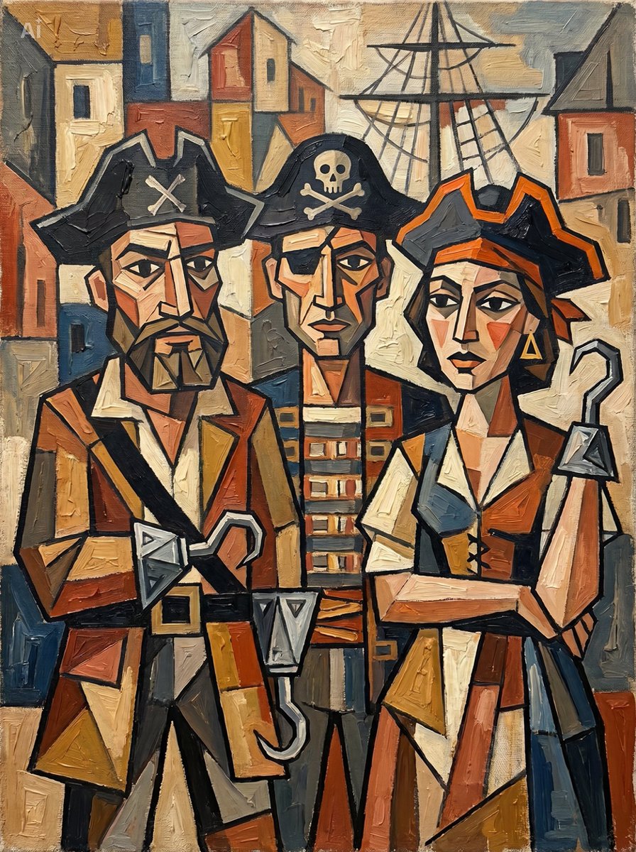 Cubist Pirate Oil Painting — output 1