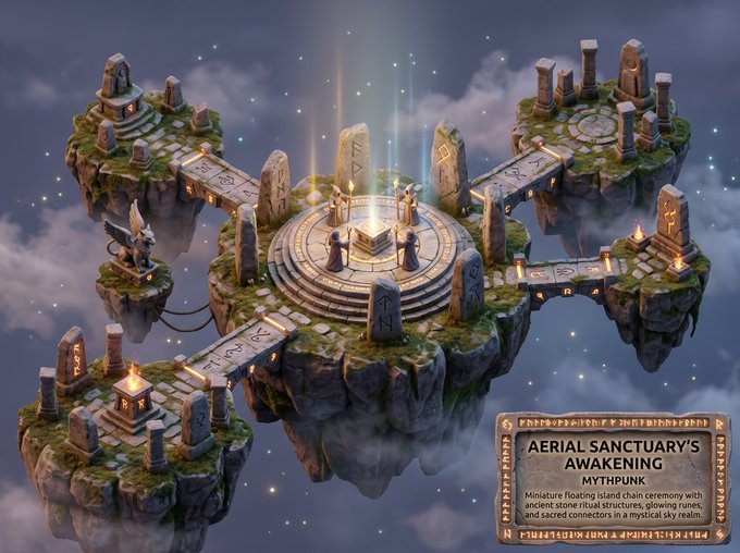 Game Asset - Whimsical Mythpunk Floating Island Miniature — output 1