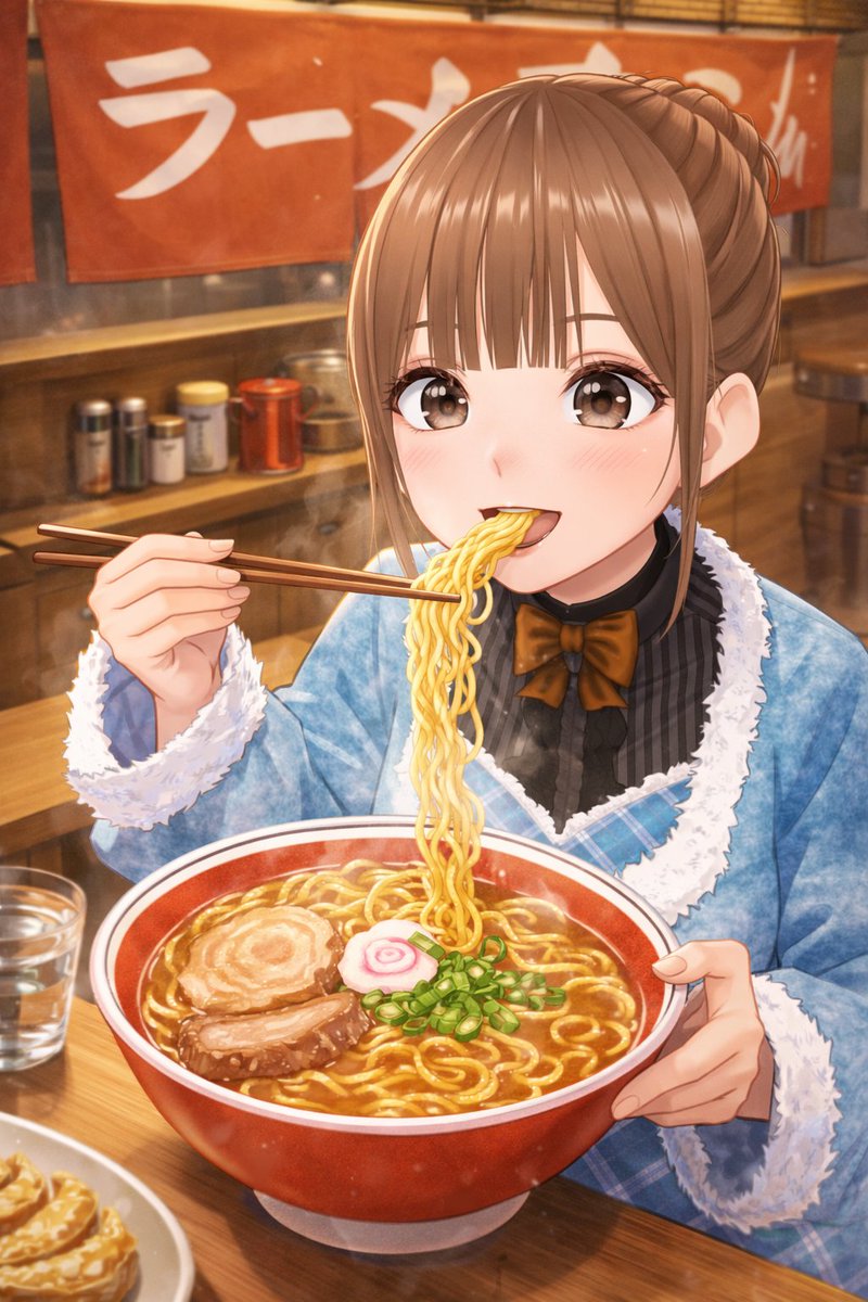Character eating ramen — output 1